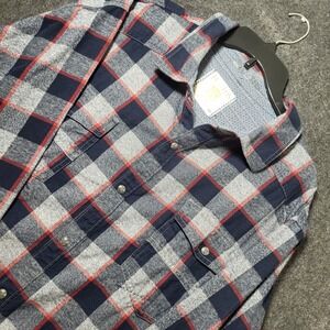 Ecoths Mens Organic Cotton Plaid Flannel Snap Shirt Navy Grey Red XXL
